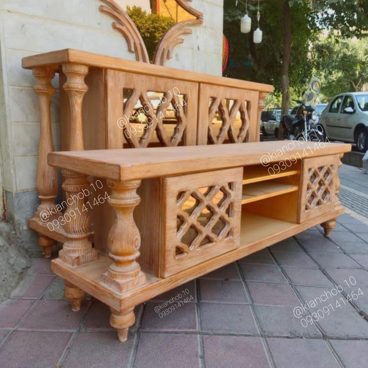 آینه کنسول و میز تی وی تمام چوب رنگی کد ۱۱۳