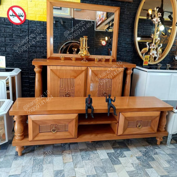 آینه کنسول و میز تی وی تمام چوب رنگی کد ۱۱۳