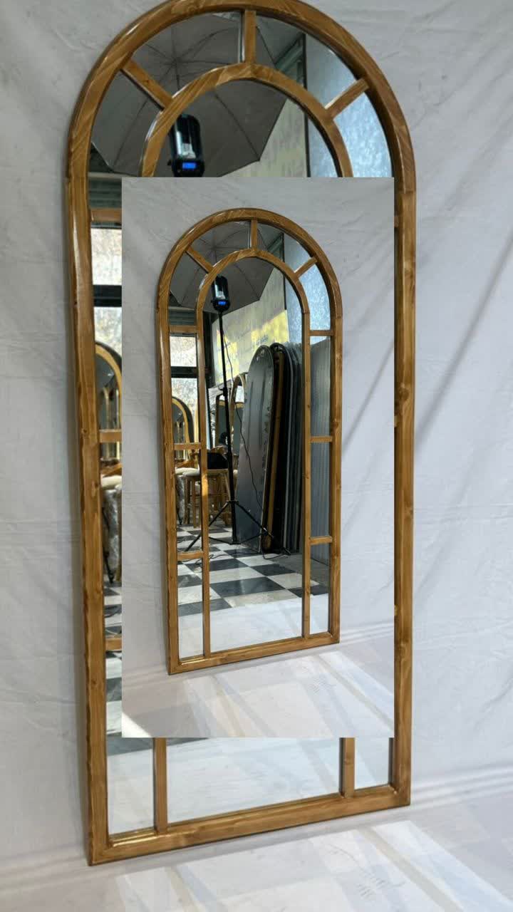 آینه قدی چوبی رنگی مدل گنبدی پنجره ای